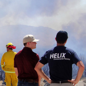 CALFire and HELIX employees managing a prescribed burn